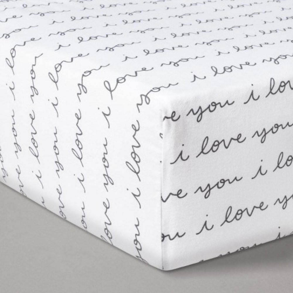 Cloud Island I Love You Crib Sheet White Grey